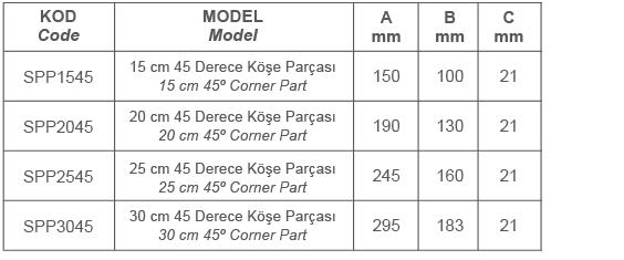 SPP 45 DERECE KÖŞE PARÇASI